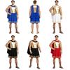 Męska antyczna grecka toga Bez rękawów Szyfonowy drapowany metaliczny gorset z błyszczącymi opaskami na nadgarstki na Halloween Cosplay Imprezę tematyczną