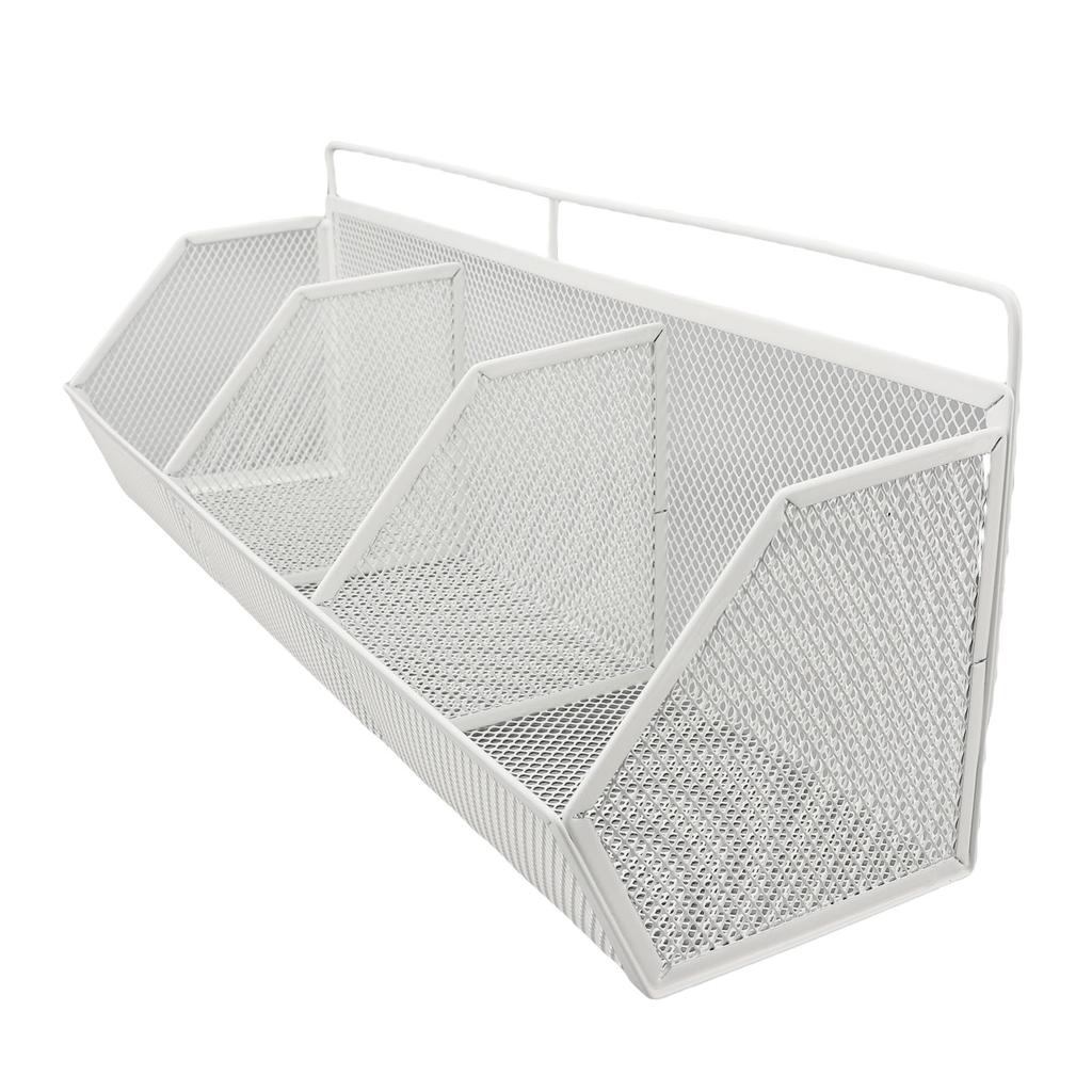 3 Grids Hanging Basket Wall Mount Slanted Opening Metal Wire Storage   for Kitchen Bathroom Laundry Room