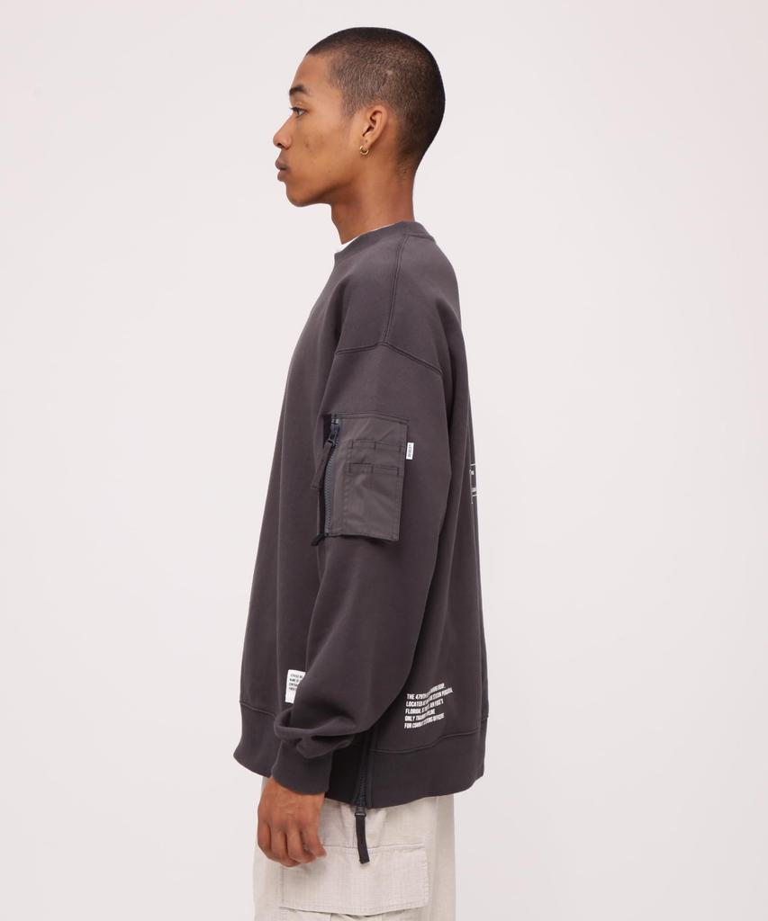 BAGGY FIT POCKET CREW NECK Fit Military Pocket Crew Neck Sweatshirt XL 410 Charcoal [Avirex] MIL. SWEAT/Baggy / 783-4132006 Men's