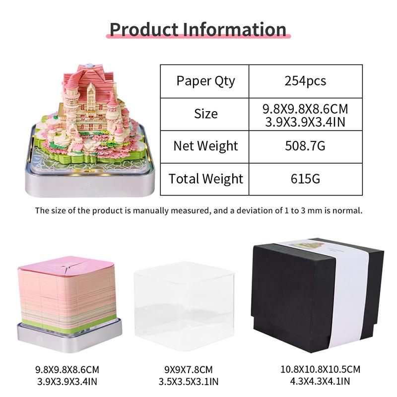 Time Piece Calendar 2026 Desk Calendar With Led Light 3D Tear-Away Calendar Paper Carving Art Memo Pad Notepad Gift Christmas
