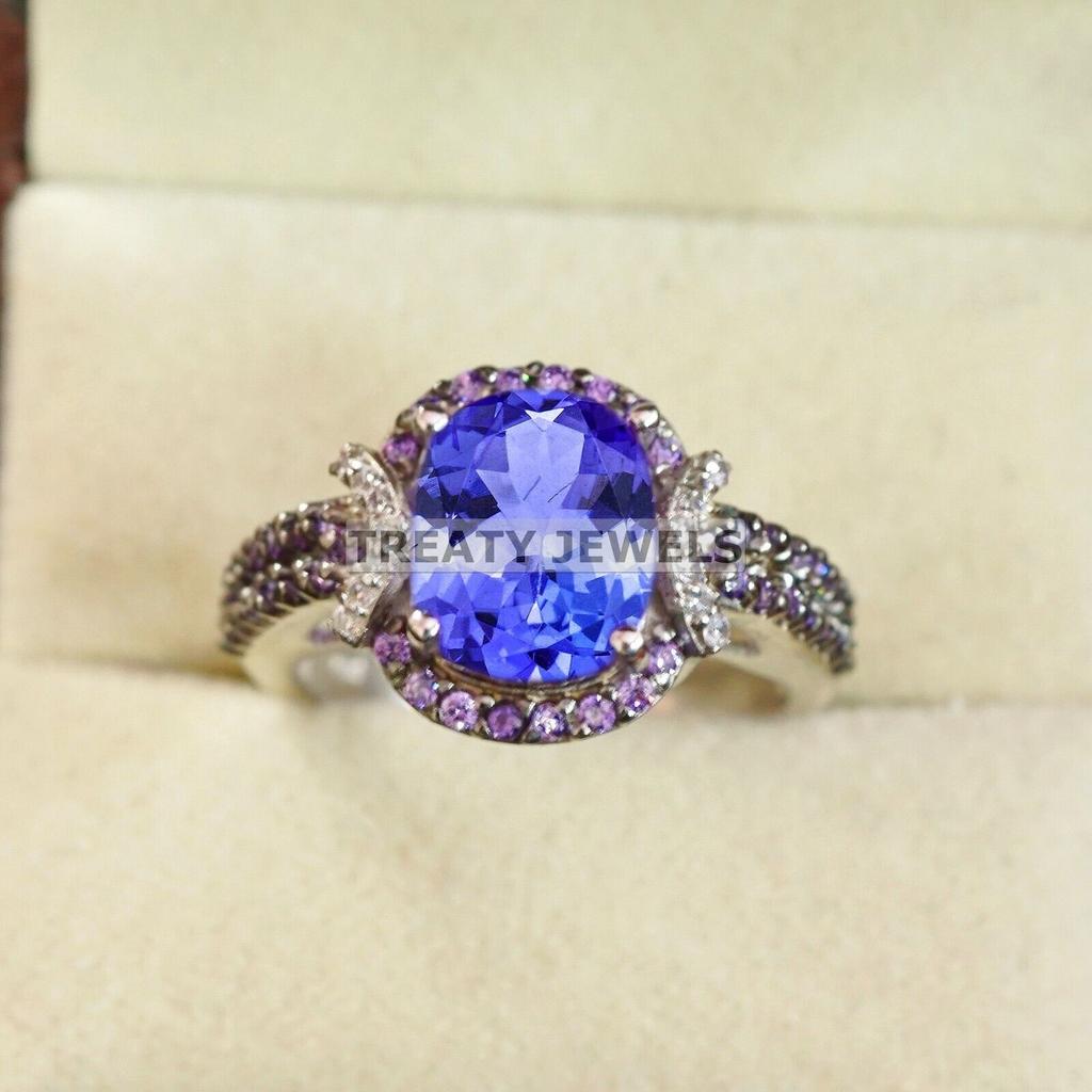 Tanzanite Oval Cut Gemstone With 925 Sterling Silver Ring For Men's #B666 JL375688145990