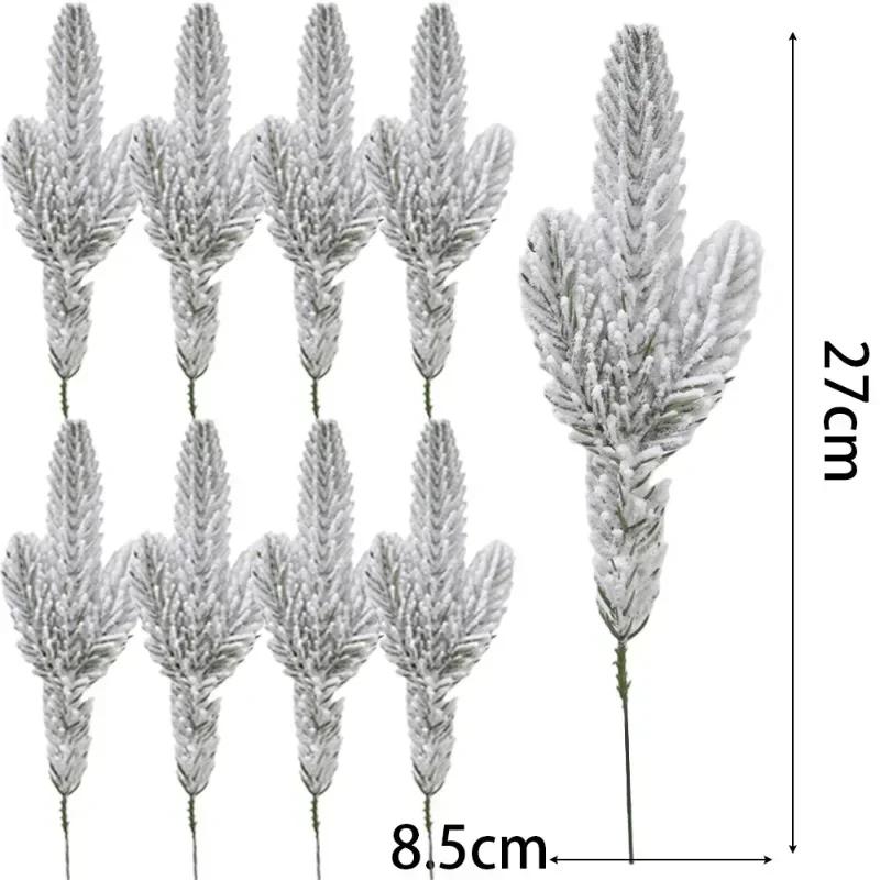 20/1PCS Artificial Pine Branch Fake Plant Snowflake Pine Leaves Xmas Wreath Party Table Decorations DIY New Year Gift Box Decor