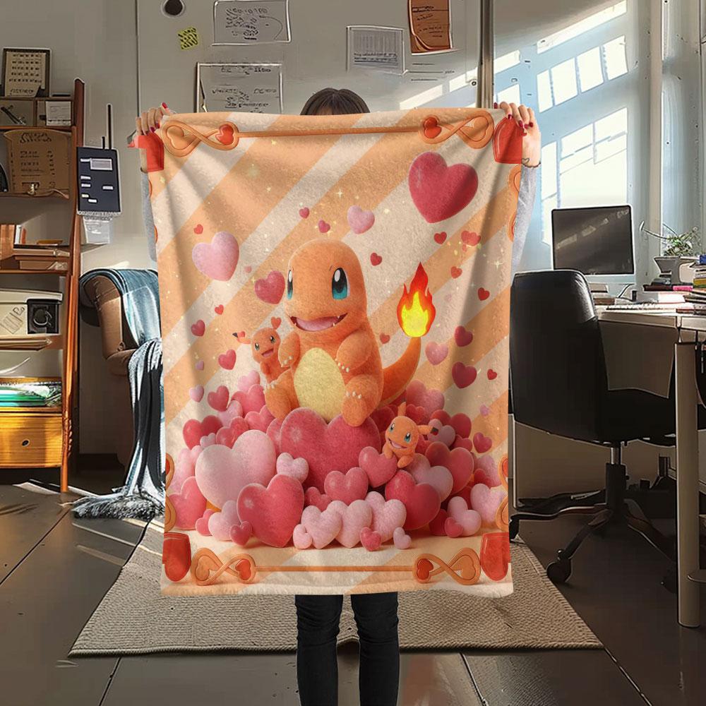 

1Pc Love Pokemon Print Flannel Blanket, High quality Comfortable for All Seasons, Home Decor, Warmth and Comfort, Perfect for Christmas Gifts 80cm x 120cm