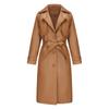 Trench da donna Giacca lunga ampia Giacca in pelle Cappotto classico con revers da donna