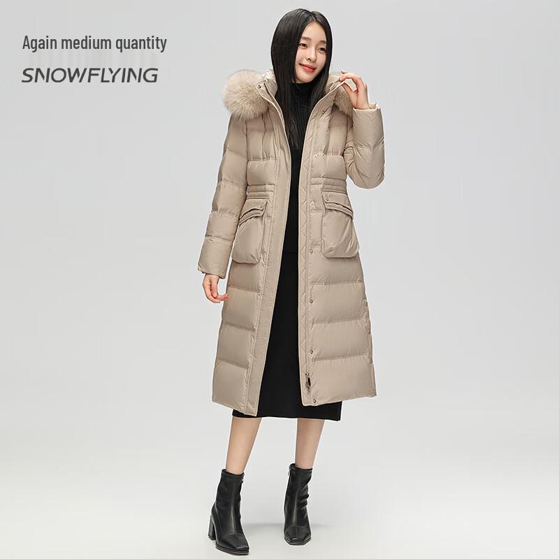 SNOWFLYING Women's Long Winter Down Jacket with Faux Fur Collar