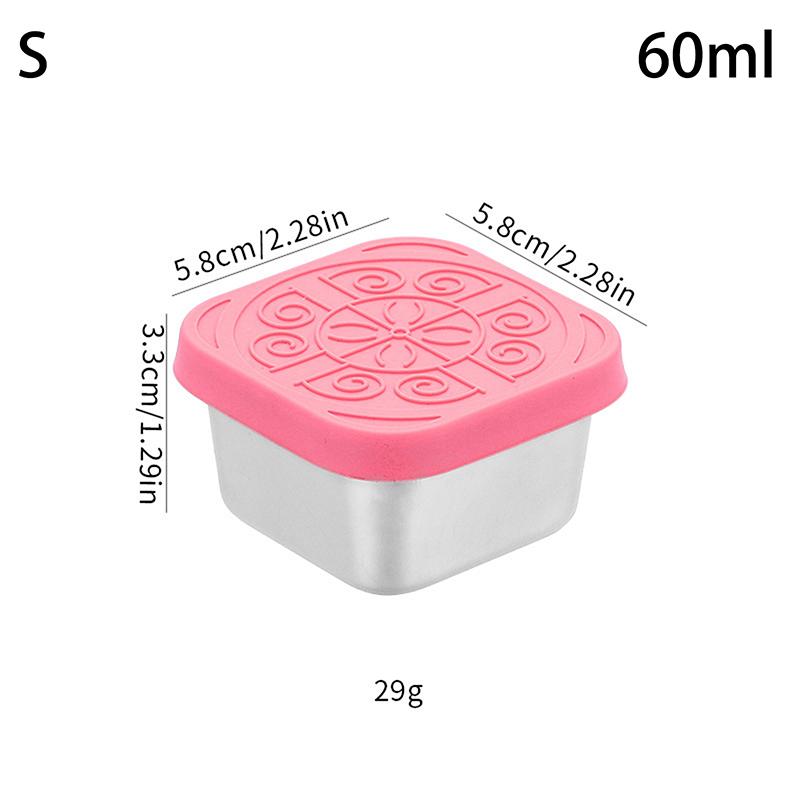 1/2 Pcs Stainless Steel Salad Box Snack Seasoning Container With Silicone Lids Leakproof Stackable Dressing Food Storage Box