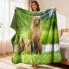 Contemporary Flannel Throw Blanket with Capybara Family Design Hypoallergenic All-Season Geometric Fantasy Theme Machine Washable