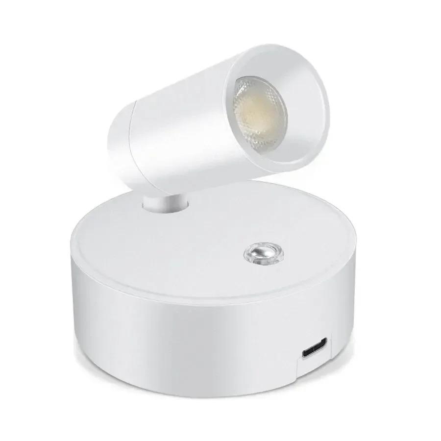 

LED light magnetic USB Rechargeable Wall Light Spotlight Wireless No Punch Reading Light With Touch Switch Dimmable Bedside Lamp белый