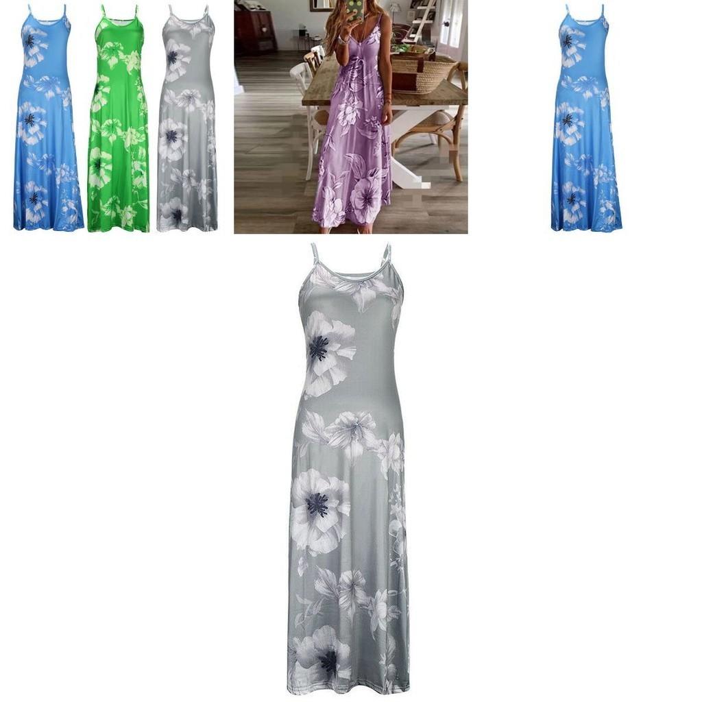 Maxi Abito Senza Maniche Floreale Oversize da Donna per le Vacanze Estive