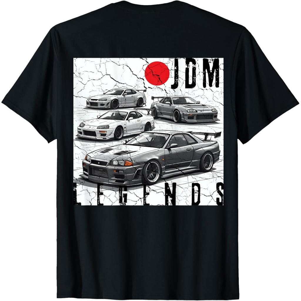 Backprint Distress JDM Legends Race Cars Japanese Flag Gifts T-Shirt