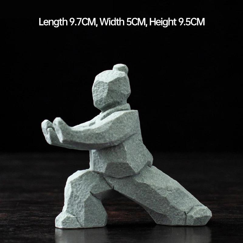 Tai Chi Master Stone Statue New Chinese Style Arts Figure Figurine Creative Stone-Made Kung Fu Character Ornament Home Decor