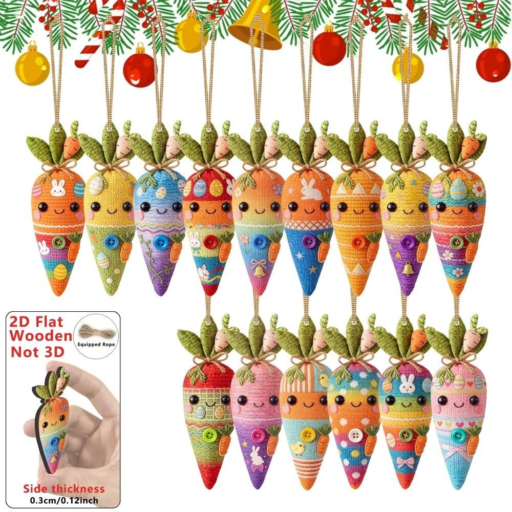 15PCS/30PCS 2D Design Easter Egg Decoration Hanging Ring Easter Egg Pendant  Spring Decoration