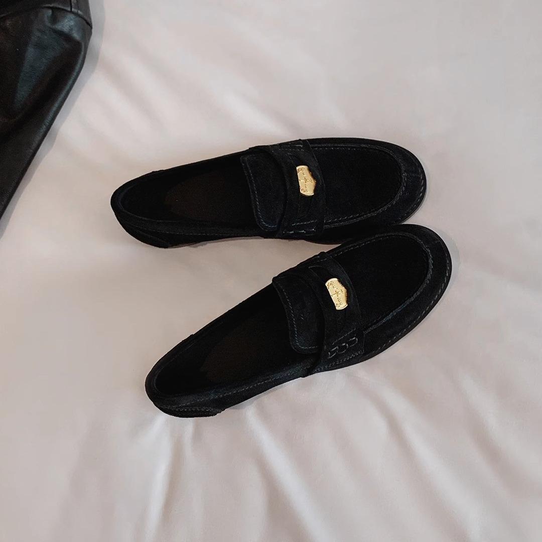 

Galoa~ Tone sense, small gold coins pedal lazy loafers single shoes women s college style soft-soled small leather shoes 35 коричневый