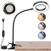 Flexible Desk Lamp LED Illuminated 5X Magnifying 3 Colors LED Magnifying Glass for Soldering Iron Repair/Craft /Hobby /Nail