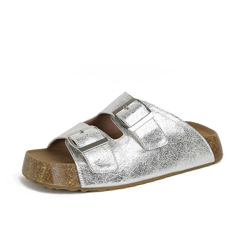 - Retro buckle with casual platform slippers for women's sandals
