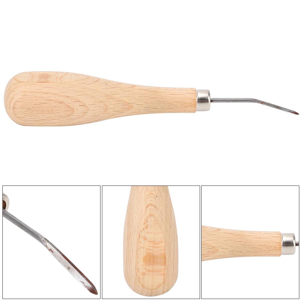 Leather Awl Set Steel Cone Punching with Beech Handle Diamond Round Tip for Leather Punching Stitching Tool for Belts Wallets