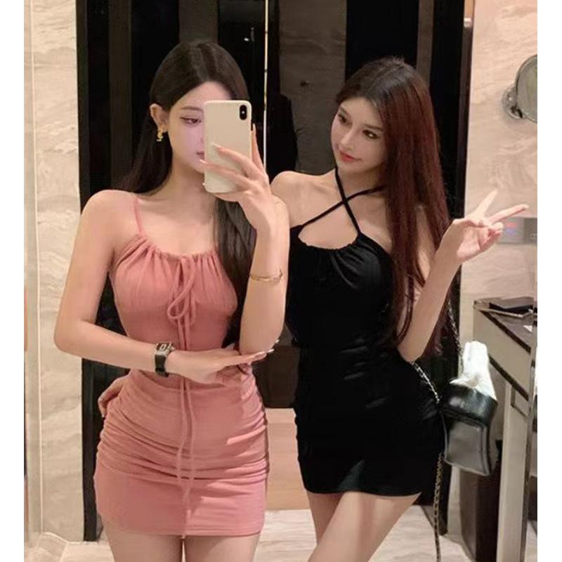 Korean version of fashionable versatile dress women's summer design feeling waist and thin hip skirt pure desire Spice girl high-end short skirt