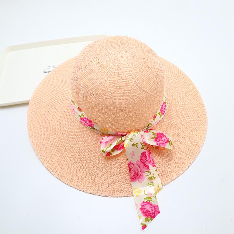Summer straw hat big brim fashionable flower sweet seaside vacation beach breathable sun protection sun hat women's
