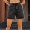 Summer Women High Waist Frayed Denim Shorts, Loose Casual Slim Fit Washed Raw Edge Jeans Shorts