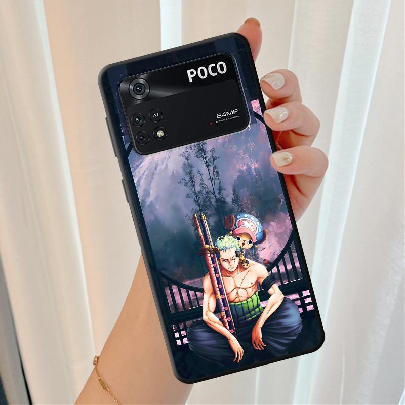 Black Soft Shell Case for Xiaomi Poco X4 Pro M5s M7 X3 NFC C40 C50 X5 C75 F3 F7 X7 C71 M3 M4 Pro C51 C61 One Piece Zoro Anime