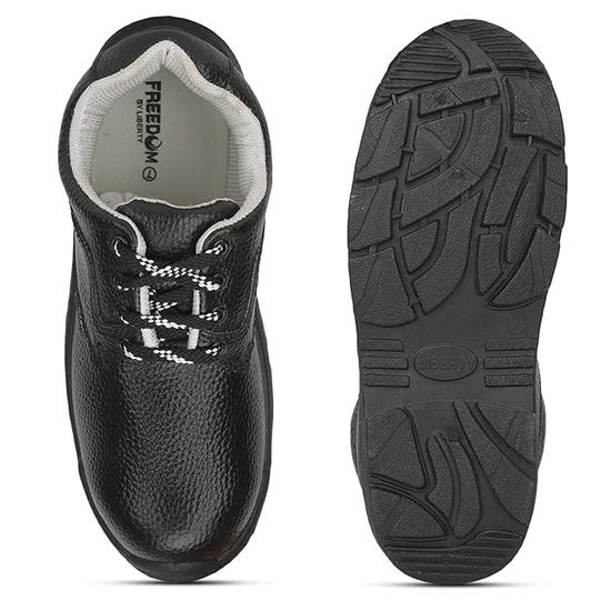 Liberty Freedom VIJYATA-1A Lacing Safety Shoes for Men with PVC Upper | PU Sole | Padded Foam Insole| Shock Absorber | Water Resistance (Black - 5UK)