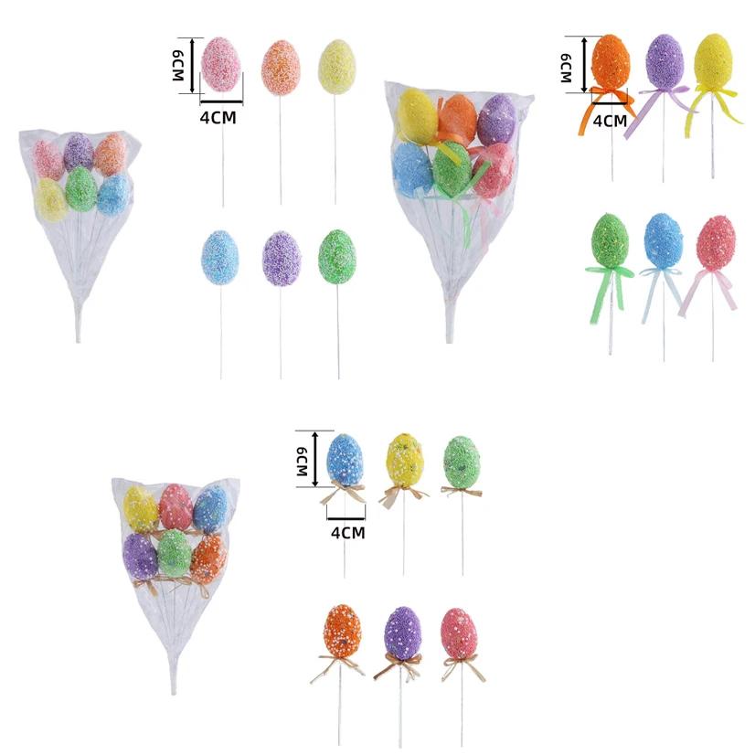 

2026 Latest Models Foam Easter Egg Tree Branch Cake Decor Colorful Sequins 18PC Cake Topper Sticks Easter Garden Birthday Party