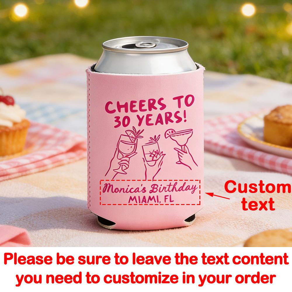 Personalized 4Pcs Cheers To 30 Years Birthday Can Coolers 30th Birthday Party Exquisite Favors for Guests Desktop Accessories 4Pcs 9.5x12cm