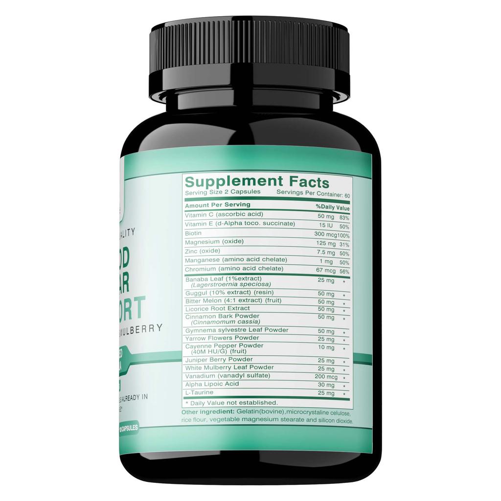 Normal Blood Sugar Support Supplement - Support Blood Sugar Levels Already In The Normal Range - with Cinnamon, Bitter Melon, Chromium, Mulberry