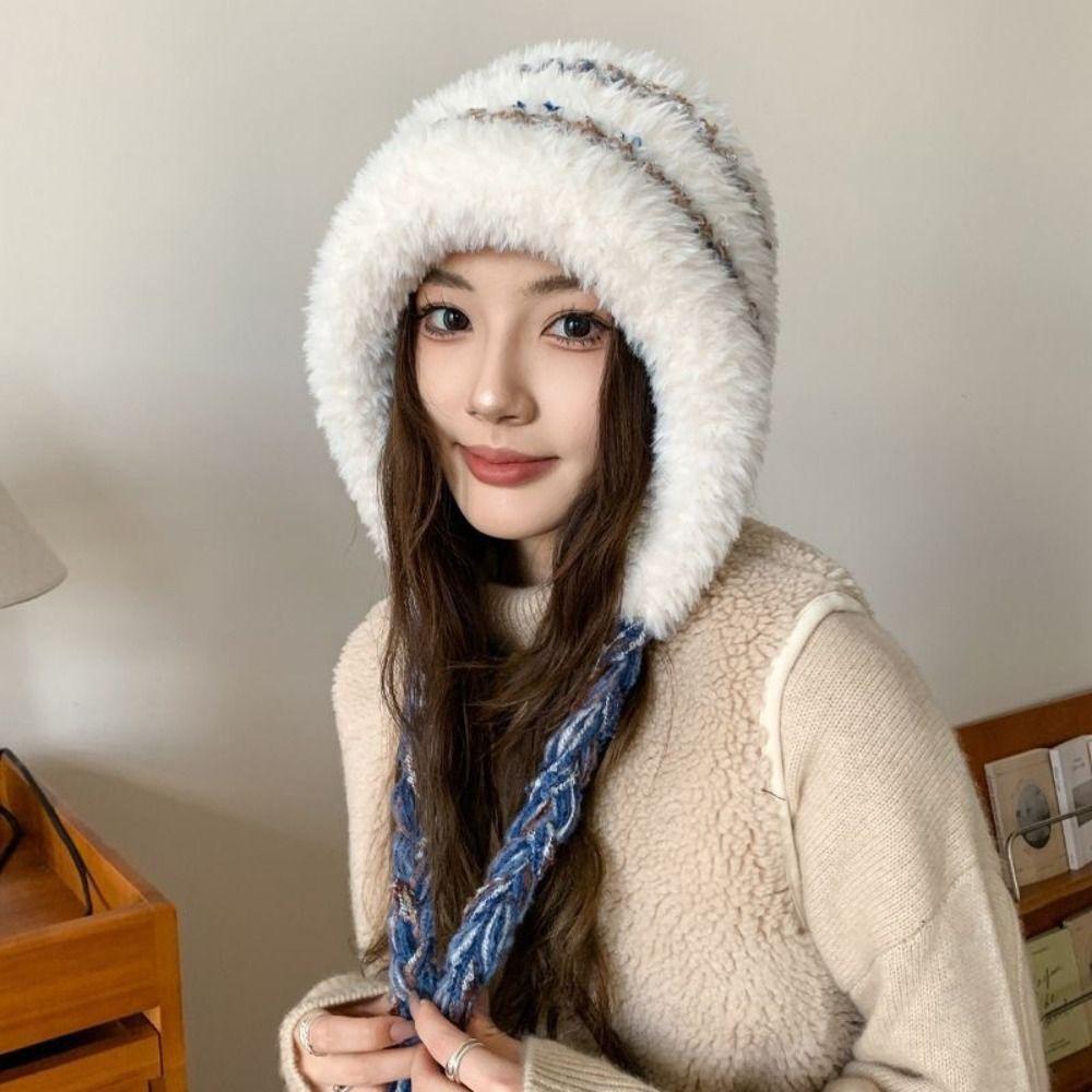 Korean Style Ear Protection Hat Windproof Knitted Warm Hat Fashion Plush Earmuffs Cap  Outdoor