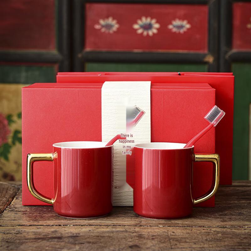 OIMG Wedding Ceramic Bathroom Set with Toothbrush