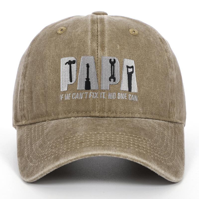 Vintage PAPA Dad Embroidered Baseball Cap - Unisex, Washed Soft Brim, Versatile Sun Protection