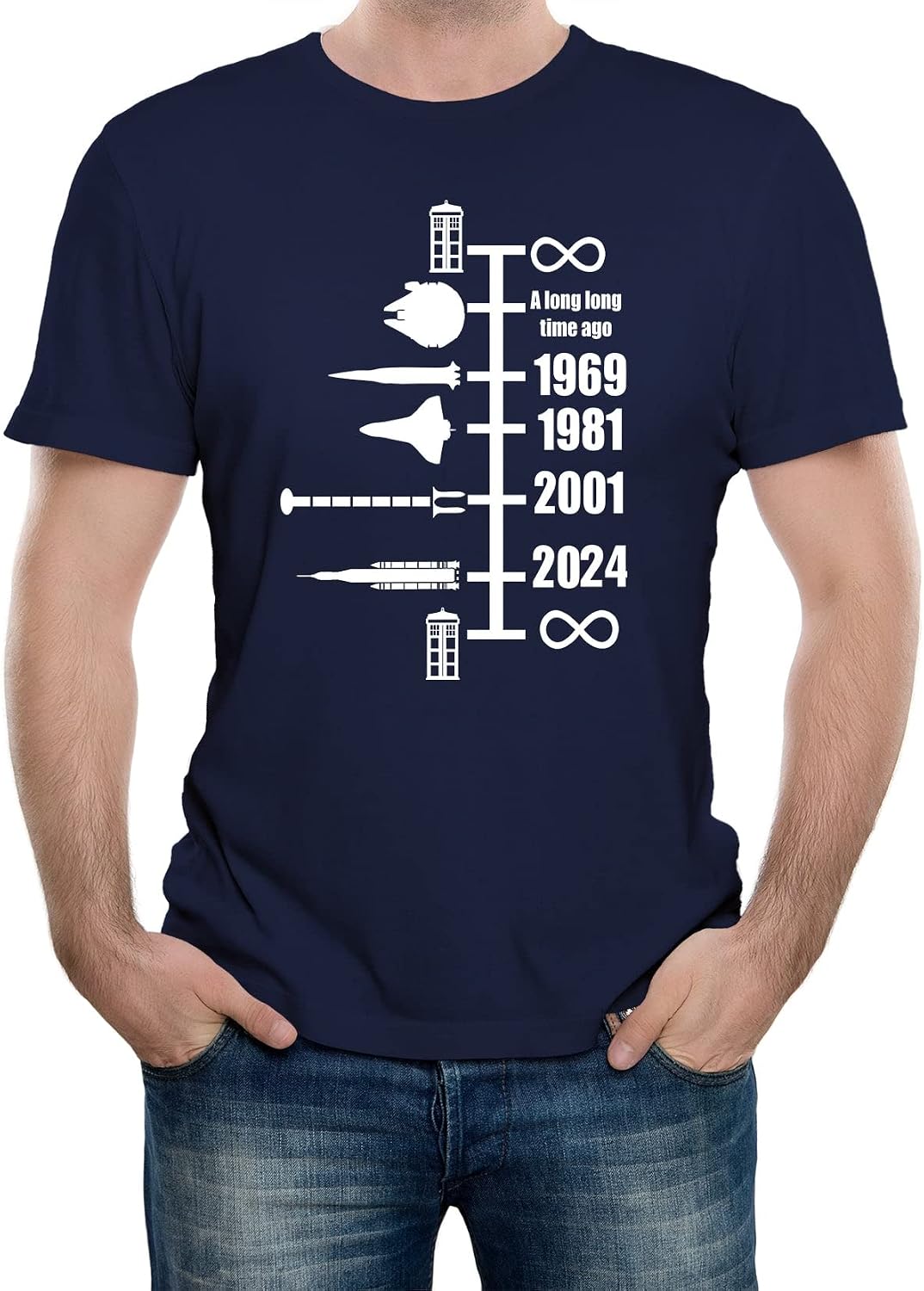 Men s Spaceship Timeline Movie Space Sci Fi and Science Inspired Funny Graphic T-Shirt 3XL