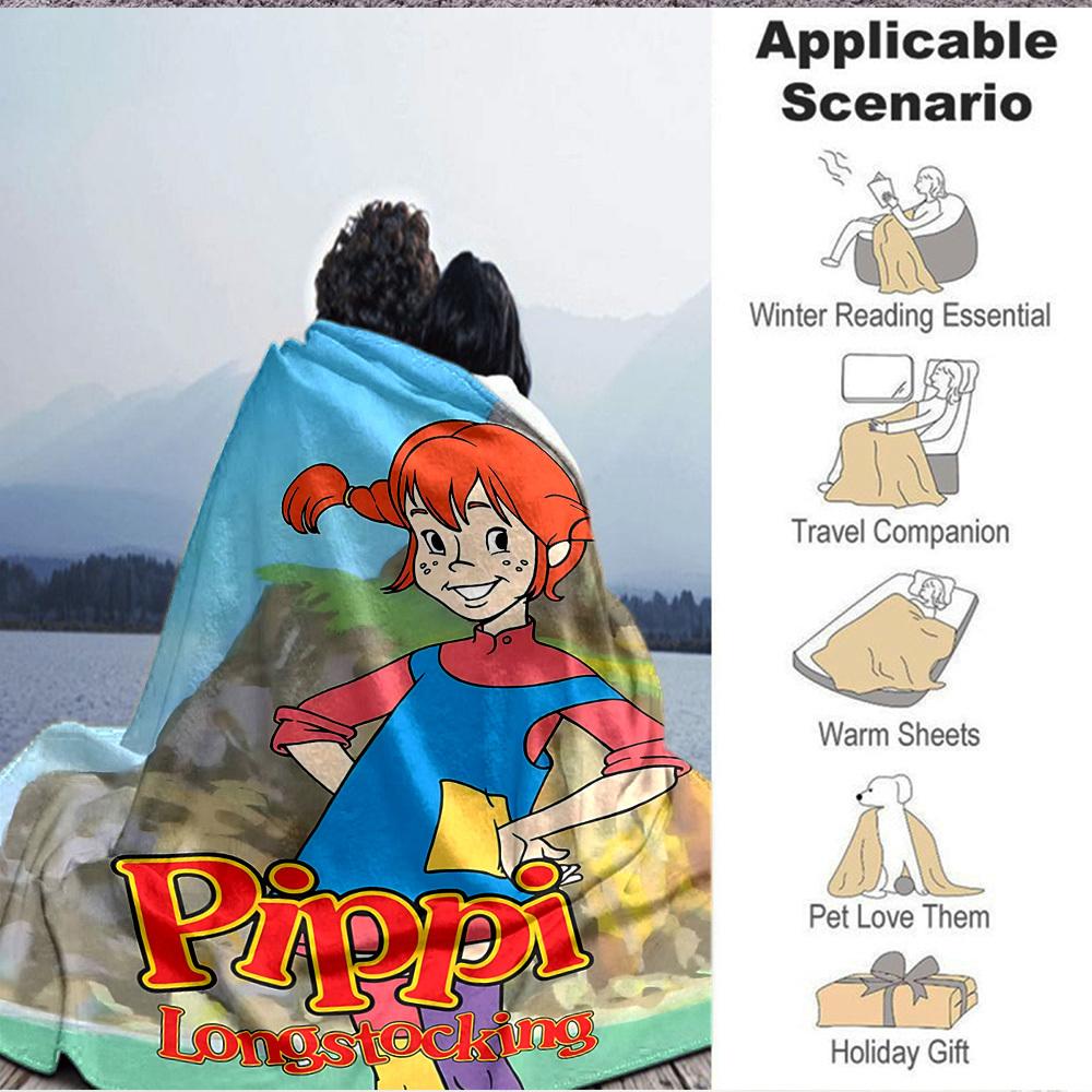 1 τεμάχιο Κουβέρτα Πίπη Μαλακή για Όλες τις Εποχές με Ζωηρό Σχέδιο, Ιδανική για το Σπίτι, τα Ταξίδια και ως Δώρο, Ιδανική για Υπνάκους και Κάμπινγκ