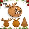 Piatto a forma di albero di Natale e Vassoio da portata con renna, Legno durevole Diviso Organizzatore naturale per snack Piatto da portata, Stoviglie decorative per taglieri di salumi e formaggi