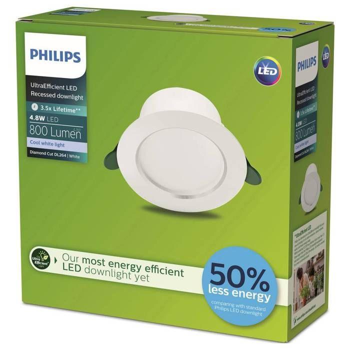 Philips 8720169308183 diamond spot encastrable led 4.8 w blanc