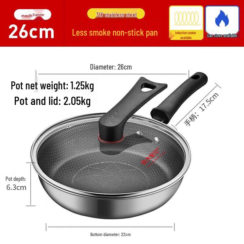 COOKER KING 316 Stainless Steel Non-stick Frying Pan