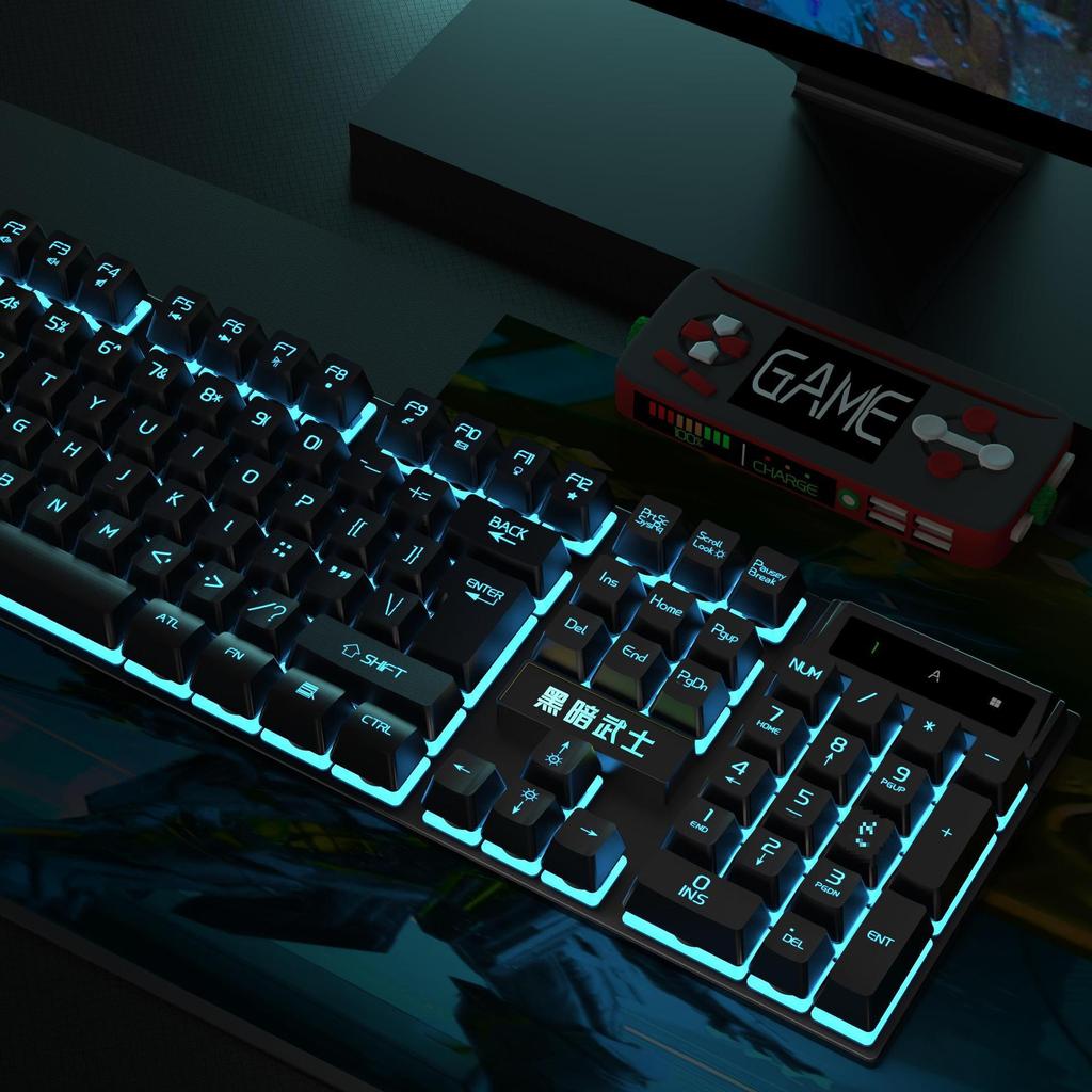 Backlit Wired Gaming Keyboard & Mouse Set with True Mechanical Feel and Suspended Keycaps