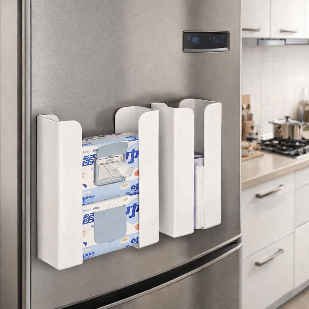 Plastic Wet Wipe Storage Box Self Adhesive Wall Mounted Tissue Holder Large Capacity Punch Free Refrigerator Tissue Box Cabinet