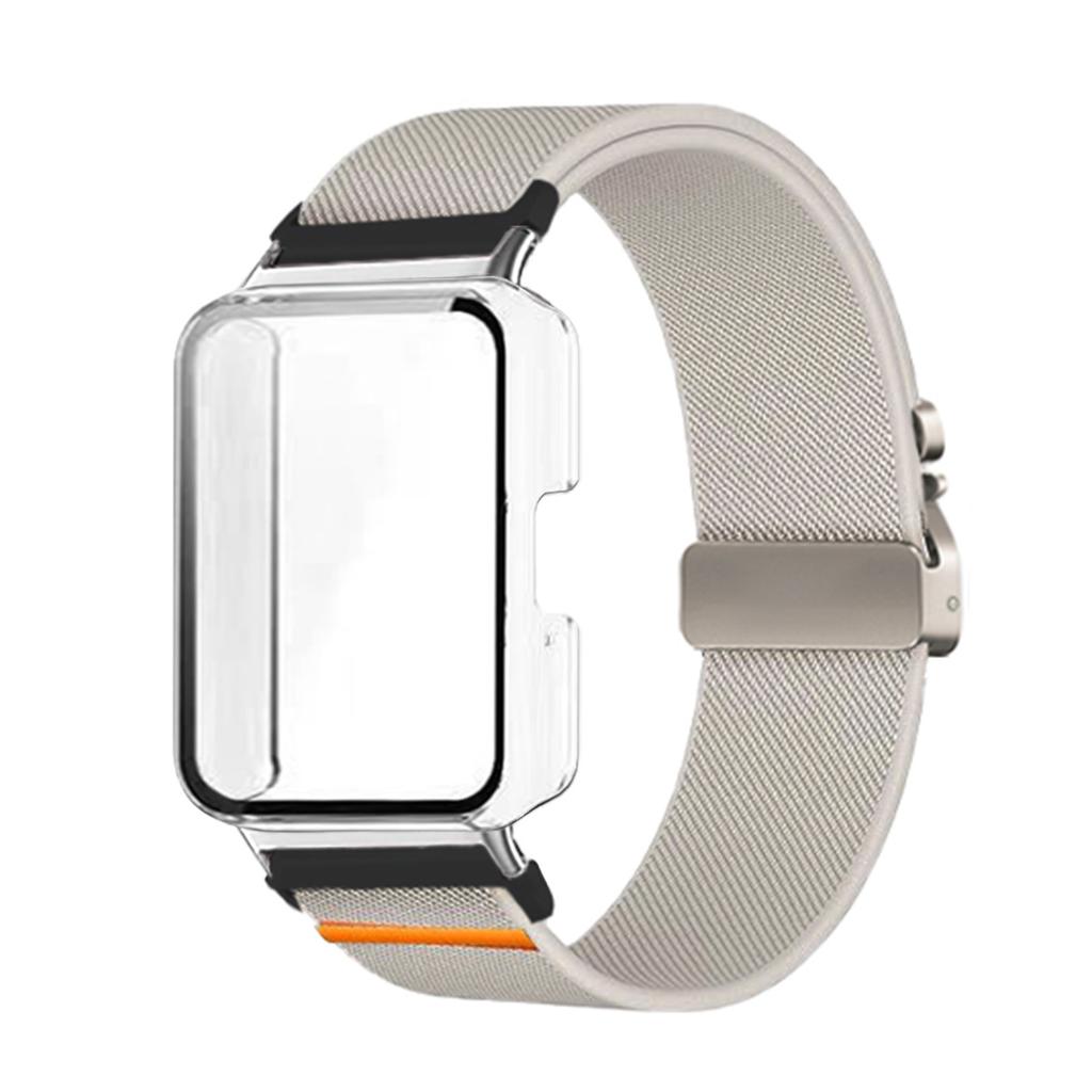 Nylon Band+Full Cover Case For Samsung Galaxy Watch Fit 3 Parachute Buckle Sport Braided Strap Full Cover Bumper Shell For Fit 3