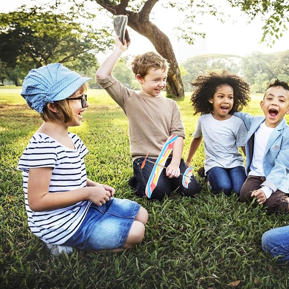 Rubber Band Powered Airplane Glider - Foam Toy Planes for Kids Outdoor Flying Toys, Birthday Party Favors, STEM Educational Gift