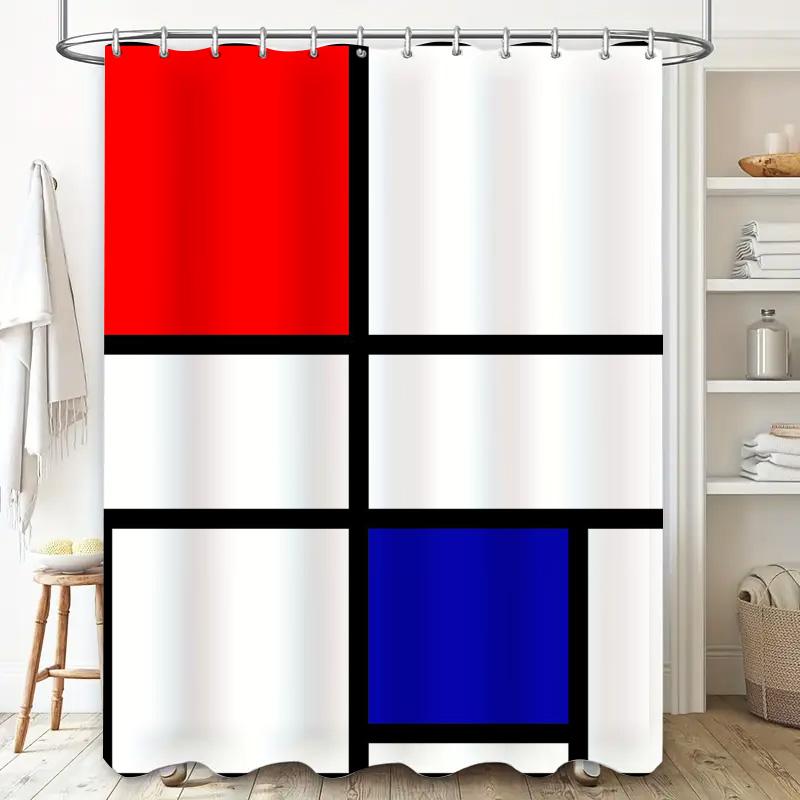Brightly Colored Rectangular Shower Curtain Modern Design For Bathroom Decoration Easy Installation Maintenance Home Decor Item