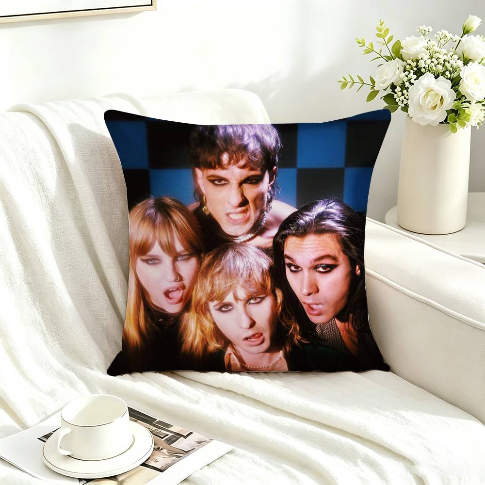 Band M-Maneskin Square Double-Sided printed Pillow Case Bedroom Bedside Pillow Sofa Cushion Cover