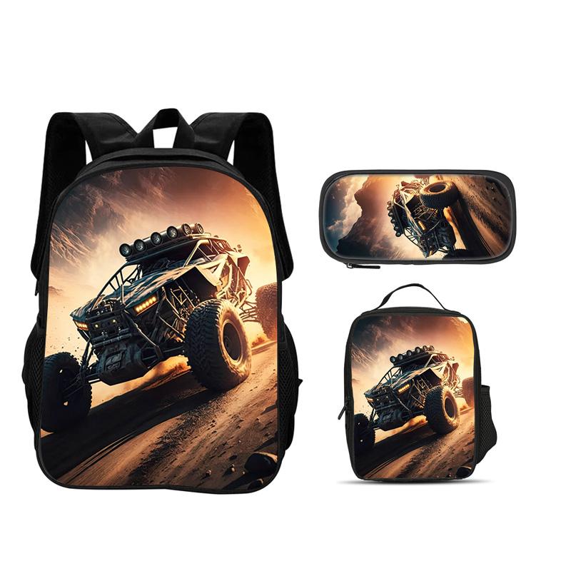 Sac à dos Monster Jam, trousse à crayons, sac à glace Set 3 pièces impression dessin animé, nouvelle tendance, meilleur compagnon de campus pour les étudiants allant à l'école