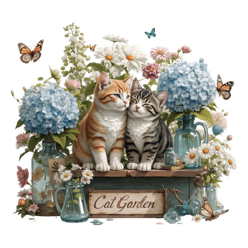 Floral Cat Butterfly Spring Static Cling Window Sticker Removable Self-Adhesive for Cafe Shop Window Glass Door Home Decor Art