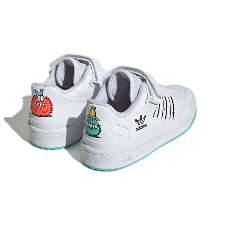 Adidas Originals Forum Low J Durable Low Top Kids Skate Shoes Kids Sneaker White Black Blue H01440