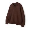 HERVINO Soft Cable Open Collar Muscle Knit [Brown]