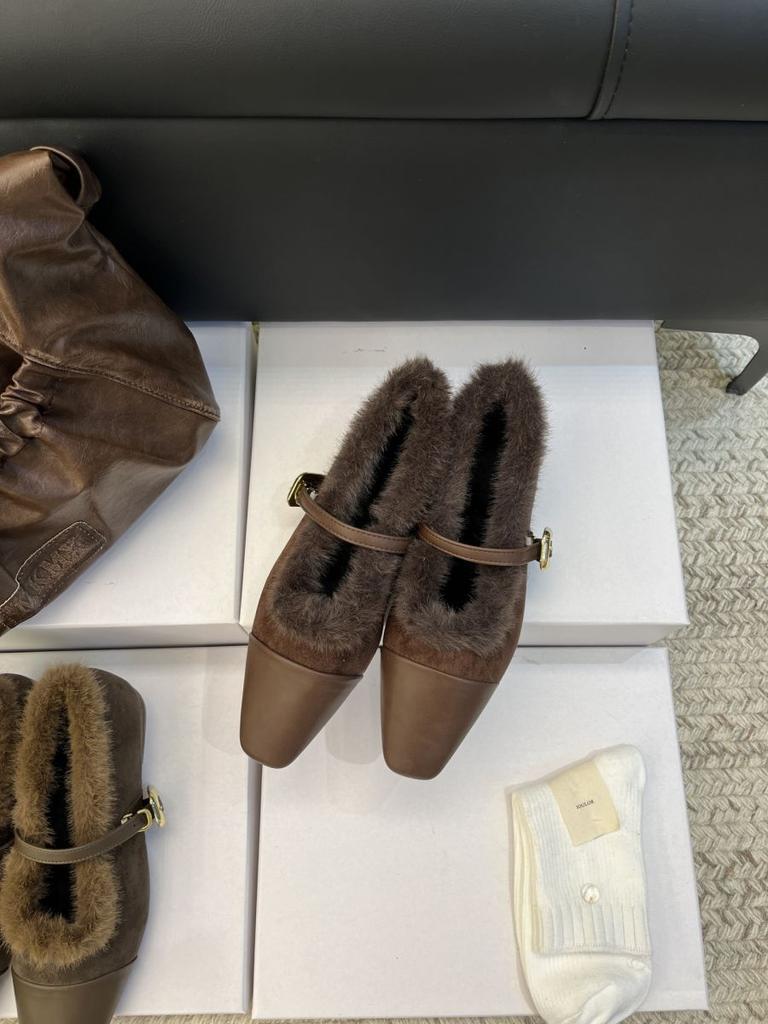 French Thick Heel Plush Shoes Mary Jane Single Shoes Women's Evening Shoes 2025 New Autumn and Winter Warm Cotton Shoes