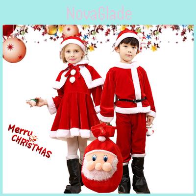Kids Xmas Outfit Boys Girls Santa Claus Cosplay Costume Christmas Clothes
