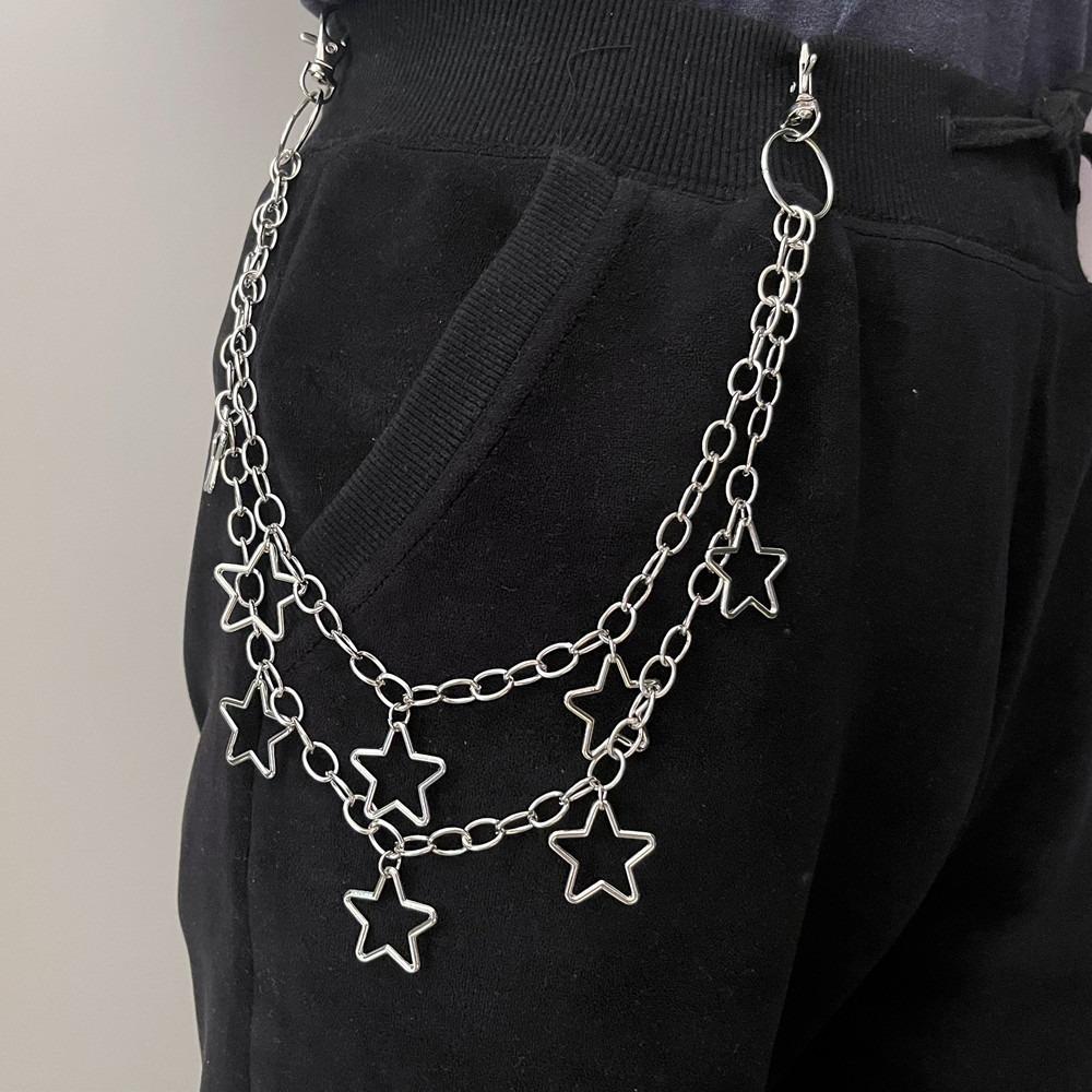 Punk Jeans Pannts Chain Belts Hip-hop Waist Link Hanging Chain Metal Pants Chain  Jeans Trousers
