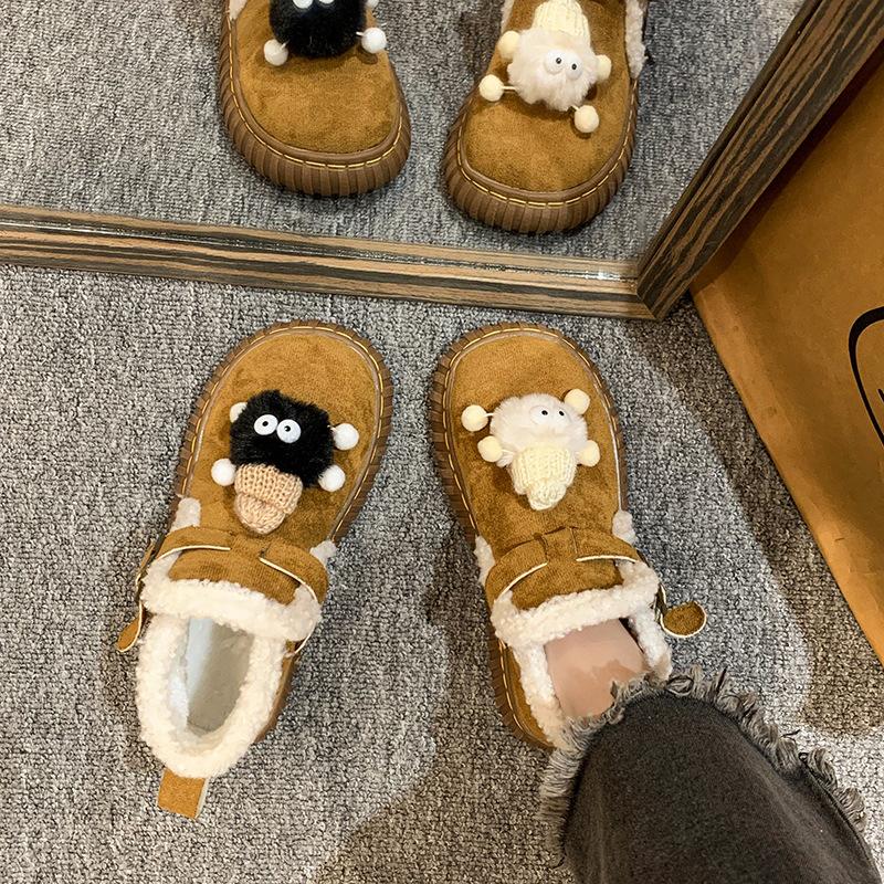 

Snow boots women s winter 2025 new velvet thickened warm large cotton shoes women s snow cotton cartoon non-slip shoes 35